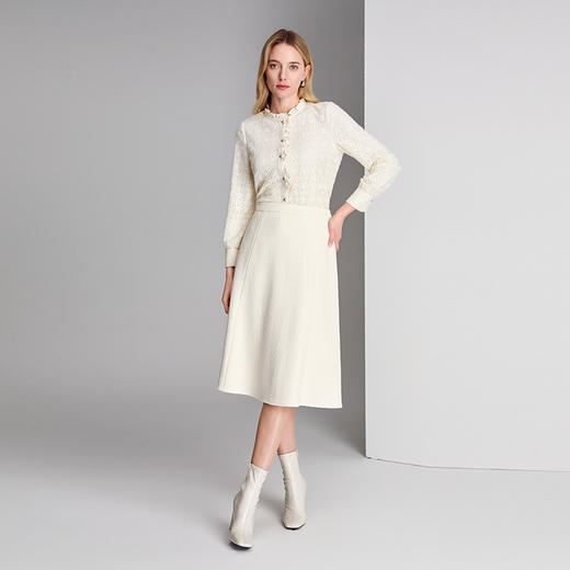 EITIE爱特爱法式荷叶领蕾丝优雅衬衣8409102 商品图1