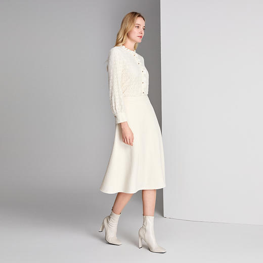 EITIE爱特爱A 型散摆简洁设计羊毛弹力针织肌理面料半裙8406103 商品图1