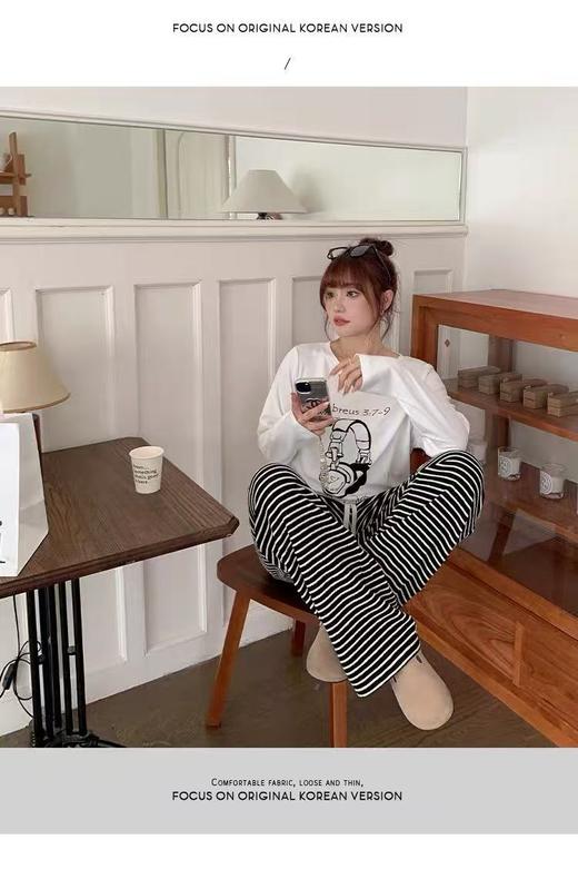 仅限11.11，不11.11最后促，不参与退货退【孤品捡漏】G51斑马纹黑白条直筒裤-喜出 商品图3