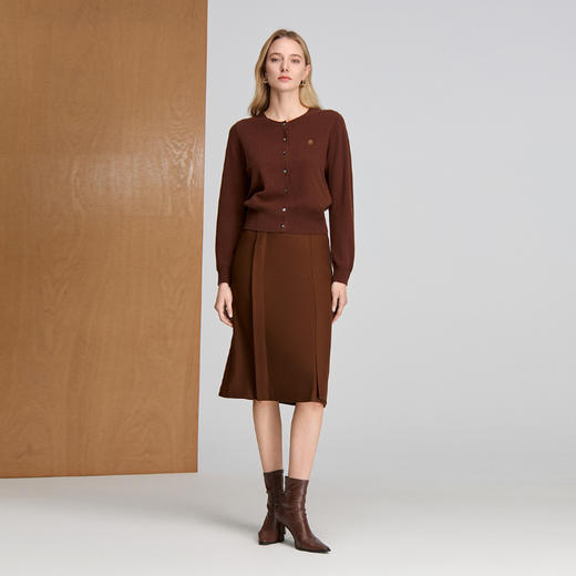 EITIE爱特爱前中叠片层次感简洁大气直筒半裙8406102 商品图1