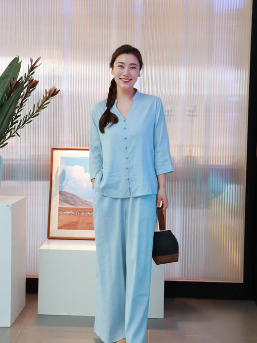 【抖音专属】沧海·阔腿裤（24709649水蓝-结缘款） 商品图1