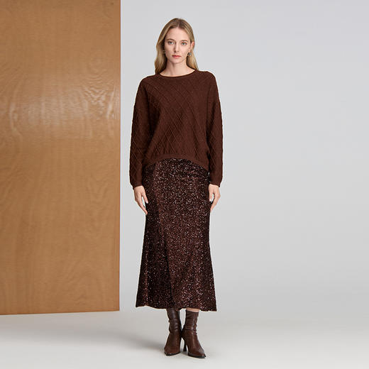 EITIE爱特爱经典丝绒珠片绣花鱼尾半身裙8406101 商品图1