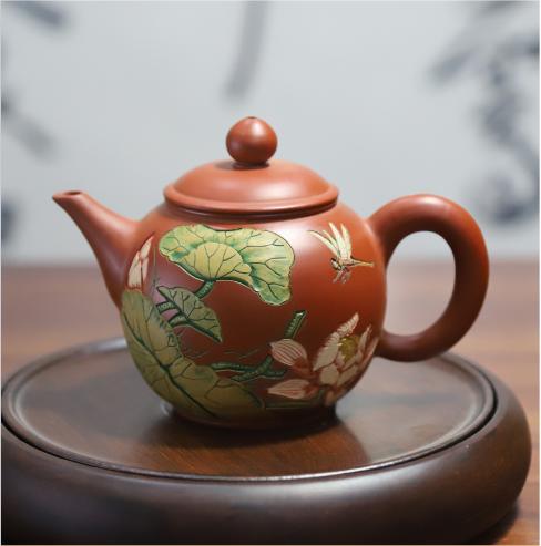 【样品特惠4折，仅1件，无货退款】玄雕窑纯手工龙腾盛世香远益清荷塘清韵花开富贵山水人家国色天香紫砂壶般若波羅蜜多心经壶 商品图4