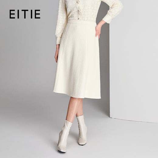 EITIE爱特爱A 型散摆简洁设计羊毛弹力针织肌理面料半裙8406103 商品图0