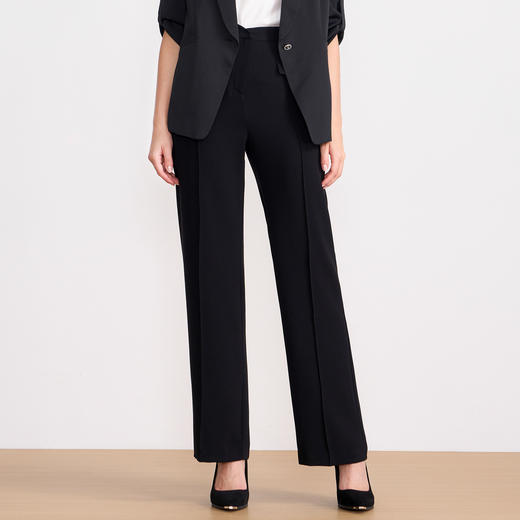 EITIE爱特爱夏季新款显瘦气质通勤舒适百搭黑色长裤7805509 商品图1