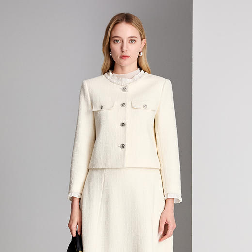 EITIE爱特爱小香风手工花边装饰浪漫雅致外套8403102 商品图5