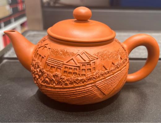 【样品特惠4折，仅1件，无货退款】玄雕窑纯手工龙腾盛世香远益清荷塘清韵花开富贵山水人家国色天香紫砂壶般若波羅蜜多心经壶 商品图2