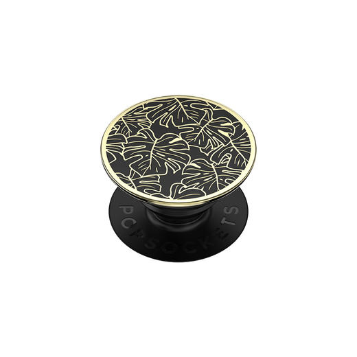 【生长力】黑金龟背竹 POPGRIP泡泡骚手机粘贴式气囊支架 Enamel金属珐琅系列 黑色 植物花卉 商品图0