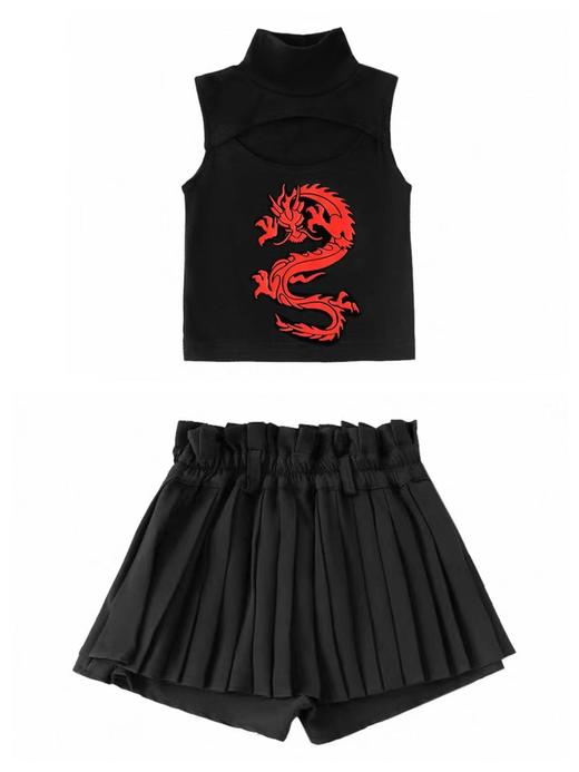 仅限11.11，不参与退 【孤品捡漏】G137（套装）镂空上衣➕百褶裙裤-喜出 商品图0