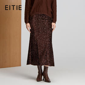 EITIE爱特爱经典丝绒珠片绣花鱼尾半身裙8406101