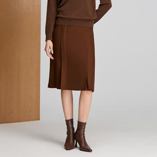 EITIE爱特爱前中叠片层次感简洁大气直筒半裙8406102 商品图2