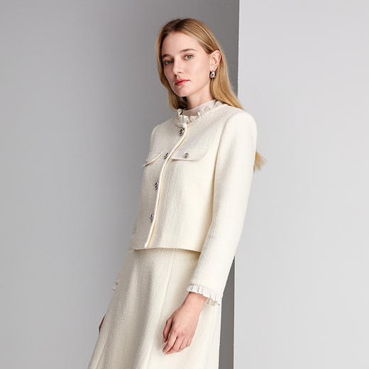 EITIE爱特爱小香风手工花边装饰浪漫雅致外套8403102 商品图3