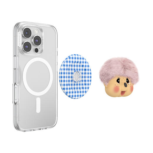 【绒绒幻想】蒙奇奇 摸摸Monchhichi·MagSafe圆啪嗒 泡泡骚 x Monchhichi联名系列 磁吸手机气囊支架圆啪嗒系列 粉色 商品图3