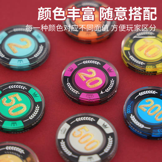 亚克力筹码牌圆形多规格 棋牌室麻将馆德州扑克牌代币防水耐磨筹码直径40mm/个 商品图0