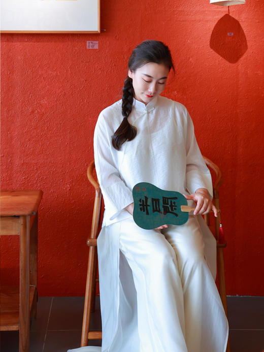 【抖音专属】一枕秋风·中式斜襟小衫（24810903缟羽-结缘款） 商品图2