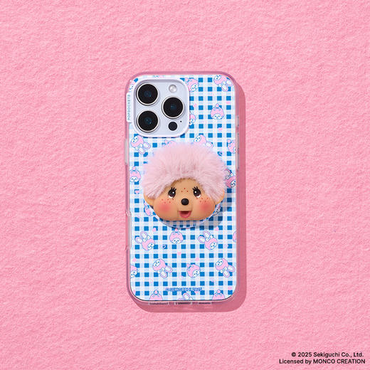 【绒绒幻想】蒙奇奇 摸摸Monchhichi·MagSafe圆啪嗒 泡泡骚 x Monchhichi联名系列 磁吸手机气囊支架圆啪嗒系列 粉色 商品图1
