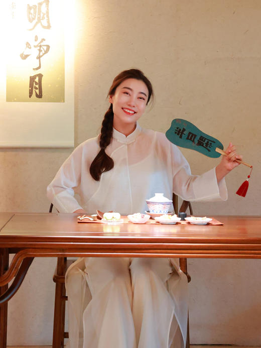 【抖音专属】一枕秋风·中式斜襟小衫（24810903缟羽-结缘款） 商品图3