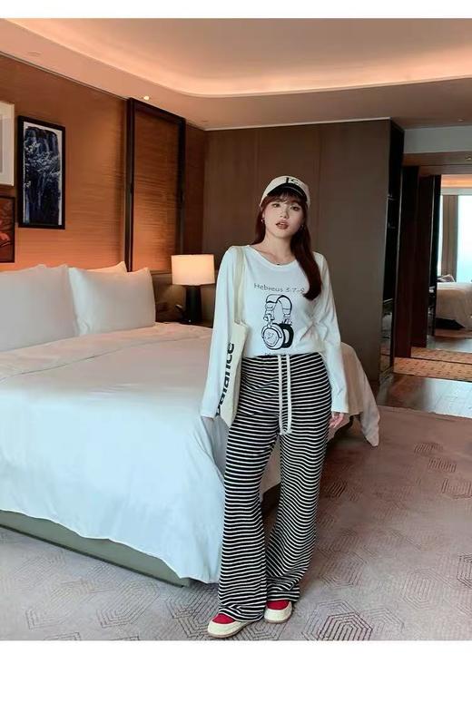 仅限11.11，不11.11最后促，不参与退货退【孤品捡漏】G51斑马纹黑白条直筒裤-喜出 商品图4