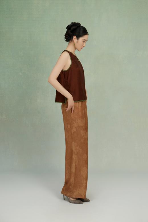 荷言GL 因絮 织金晕染山水花卉纹新中式阔腿裤松紧腰轻薄透气 商品图1