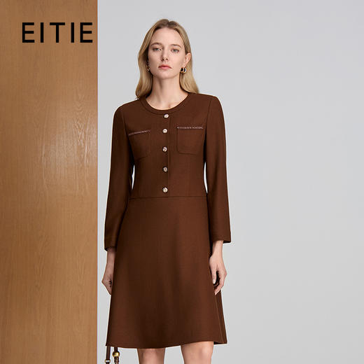 EITIE爱特爱门襟金属扣饰经典时尚连衣裙8407102 商品图0