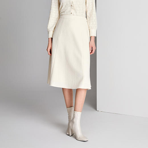 EITIE爱特爱A 型散摆简洁设计羊毛弹力针织肌理面料半裙8406103 商品图2