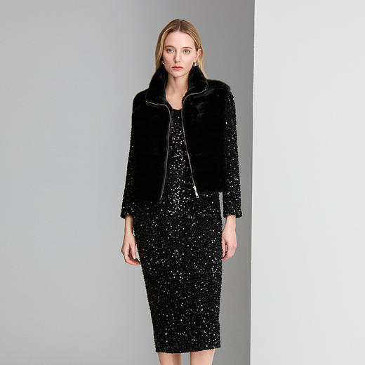 EITIE爱特爱钻石领收腰包臀直筒优雅礼服裙8477102 商品图2