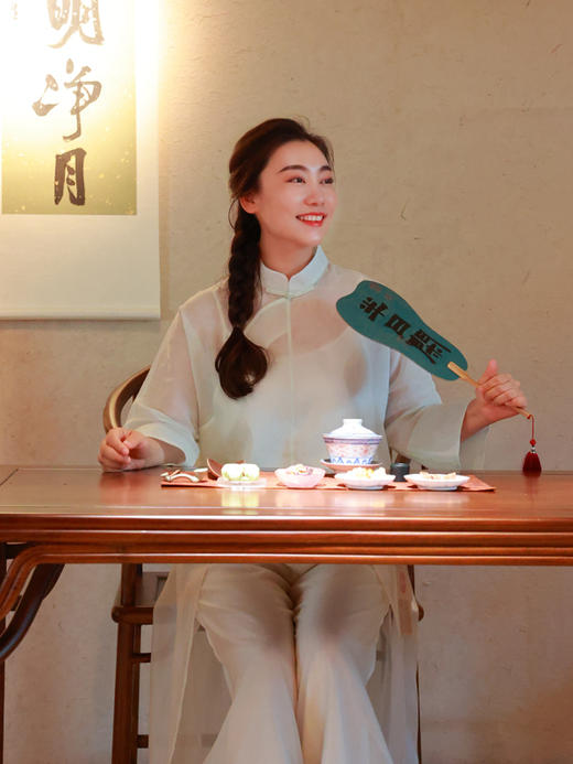 【抖音专属】一枕秋风·中式斜襟小衫（24810903-浅云-结缘款） 商品图2