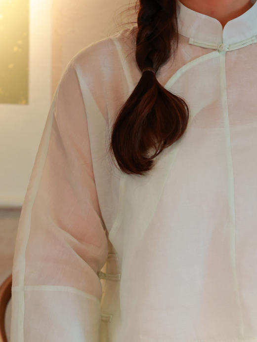 【抖音专属】一枕秋风·中式斜襟小衫（24810903-浅云-结缘款） 商品图3