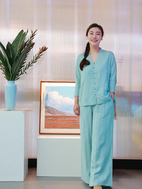 【抖音专属】沧海·V领衬衫（24710648-渌波-结缘款）