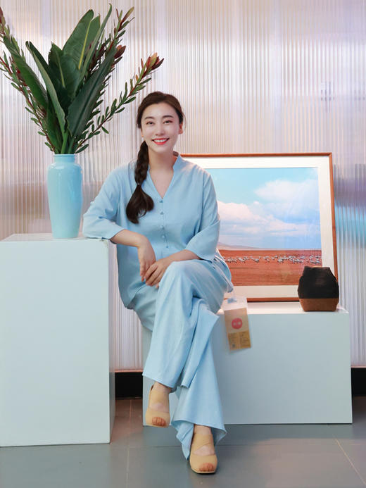 【抖音专属】沧海·阔腿裤（24709649水蓝-结缘款） 商品图3