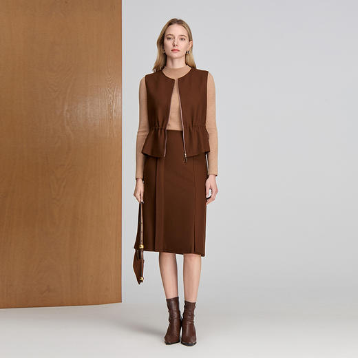 EITIE爱特爱圆领小背心腰身抽绳设计一衣多穿外套8403101 商品图1