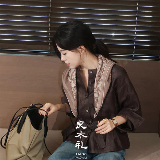 【特价不退不换】良木礼苎麻圆领衬衫（腰带）(Q258331) 商品图1
