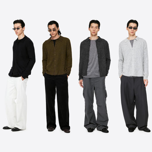 oneup羊驼毛翻领宽松毛衣开衫(男女同款) 商品图4