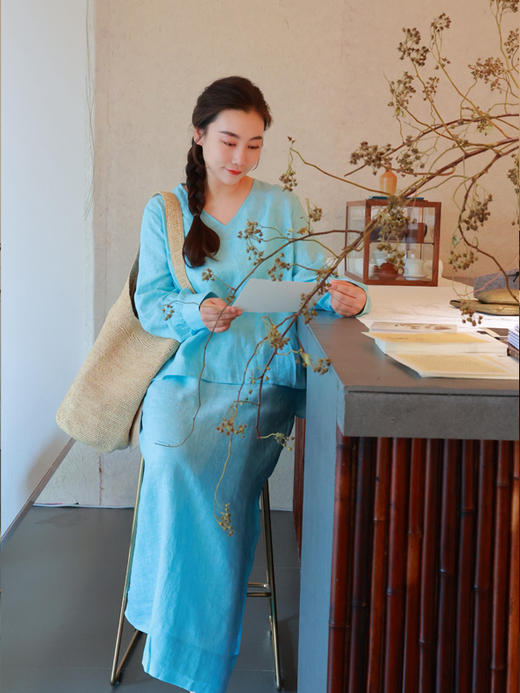 【2026东衣作】新中式上衣（25808020瀑布蓝-结缘款） 商品图2