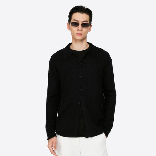 oneup羊驼毛翻领宽松毛衣开衫(男女同款) 商品图3