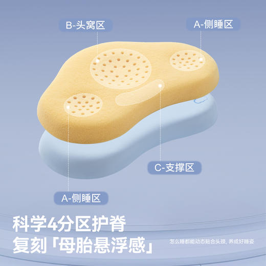 贝肽斯儿童枕头婴儿硅胶透气6个月以上宝宝3到6岁分区四季通用枕 商品图3
