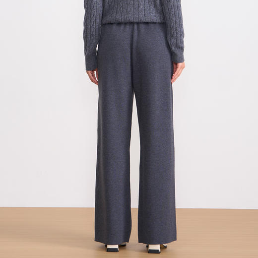 纬漫纪同款不上架-EITIE爱特爱舒适柔软松紧腰高腰直筒显瘦秋冬新款针织裤D2501925 商品图9