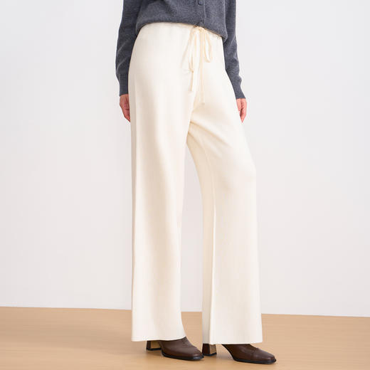 纬漫纪同款不上架-EITIE爱特爱舒适柔软松紧腰高腰直筒显瘦秋冬新款针织裤D2501925 商品图11