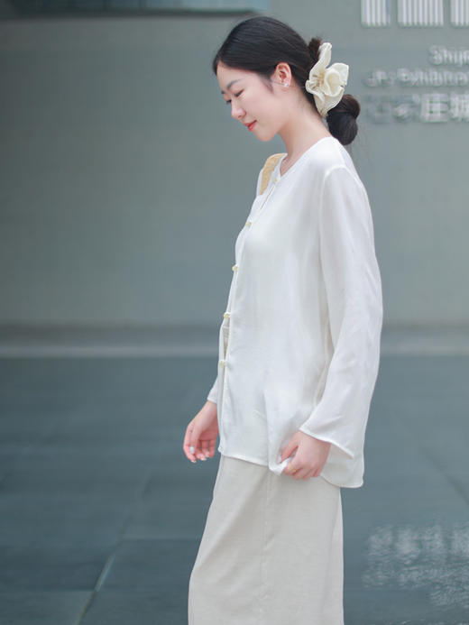 【抖音专属】缟羽·新中式衬衣(25710430-缟羽) 商品图3