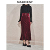 【商场同款】MAXRIENY安哥拉红鱼尾半裙25秋丝绒修身高腰包臀长裙(货号:MS85SK766) 商品缩略图0