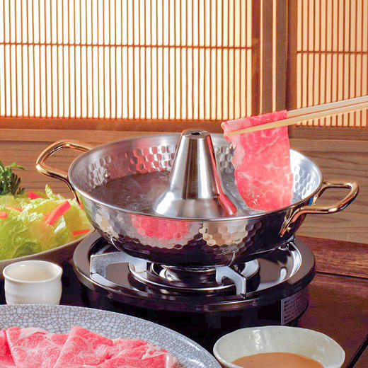 日本进口吉川 雪月亭 老式不锈钢火锅 25㎝ 日式寿喜锅涮菜羊肉专用 商品图4