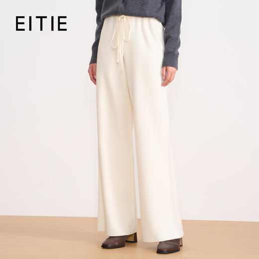 纬漫纪同款不上架-EITIE爱特爱舒适柔软松紧腰高腰直筒显瘦秋冬新款针织裤D2501925 商品图2