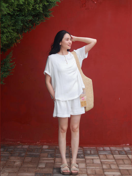 【抖音专属】旧时光·短裤（22709388-乳白） 商品图1