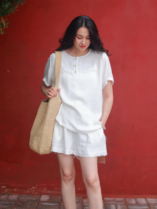 【抖音专属】旧时光·短裤（22709388-乳白） 商品图2