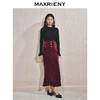 【商场同款】MAXRIENY安哥拉红鱼尾半裙25秋丝绒修身高腰包臀长裙(货号:MS85SK766) 商品缩略图1
