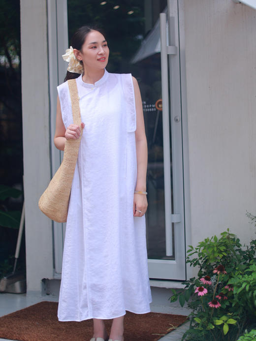 【抖音专属】玉尘·新中式连衣裙(22707339D-白雪) 商品图4
