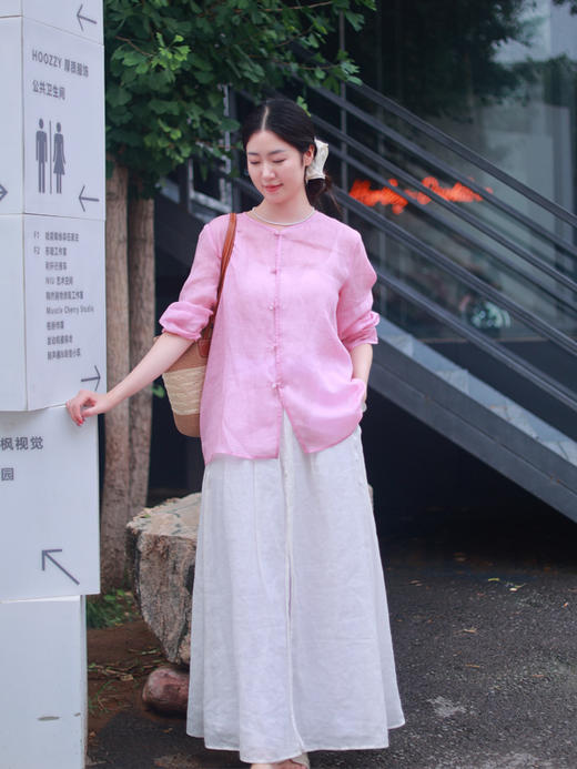 【抖音专属】水中月·新中式衬衣(25710430-杨妃) 商品图0