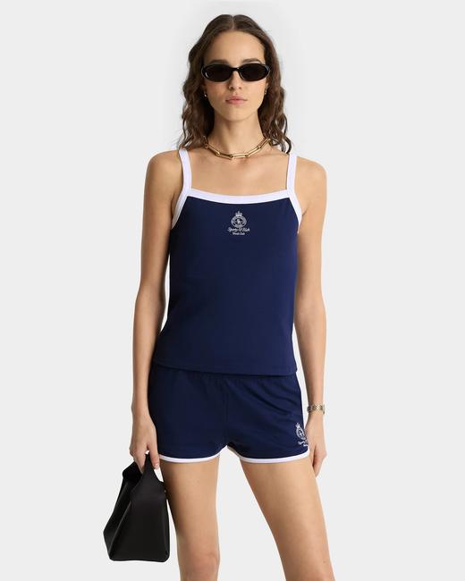 Sporty & Rich - Crown Tennis Pique Tank - Dark Navy/White - 女装 - 吊带背心 - 深蓝色/白色 商品图2