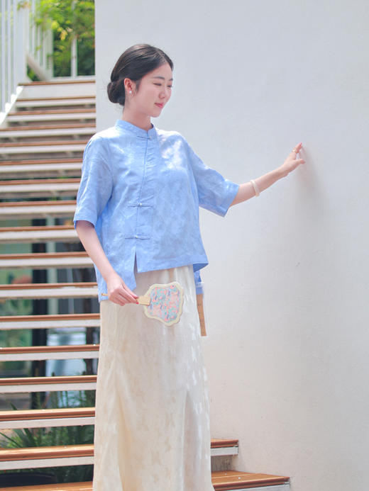 【抖音专属】苍穹·斜襟衬衫（24710753-碧落） 商品图2