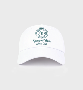 Sporty & Rich - Crown Tennis Hat - White/Alpine - 女装 - 帽子 - 白色/绿色